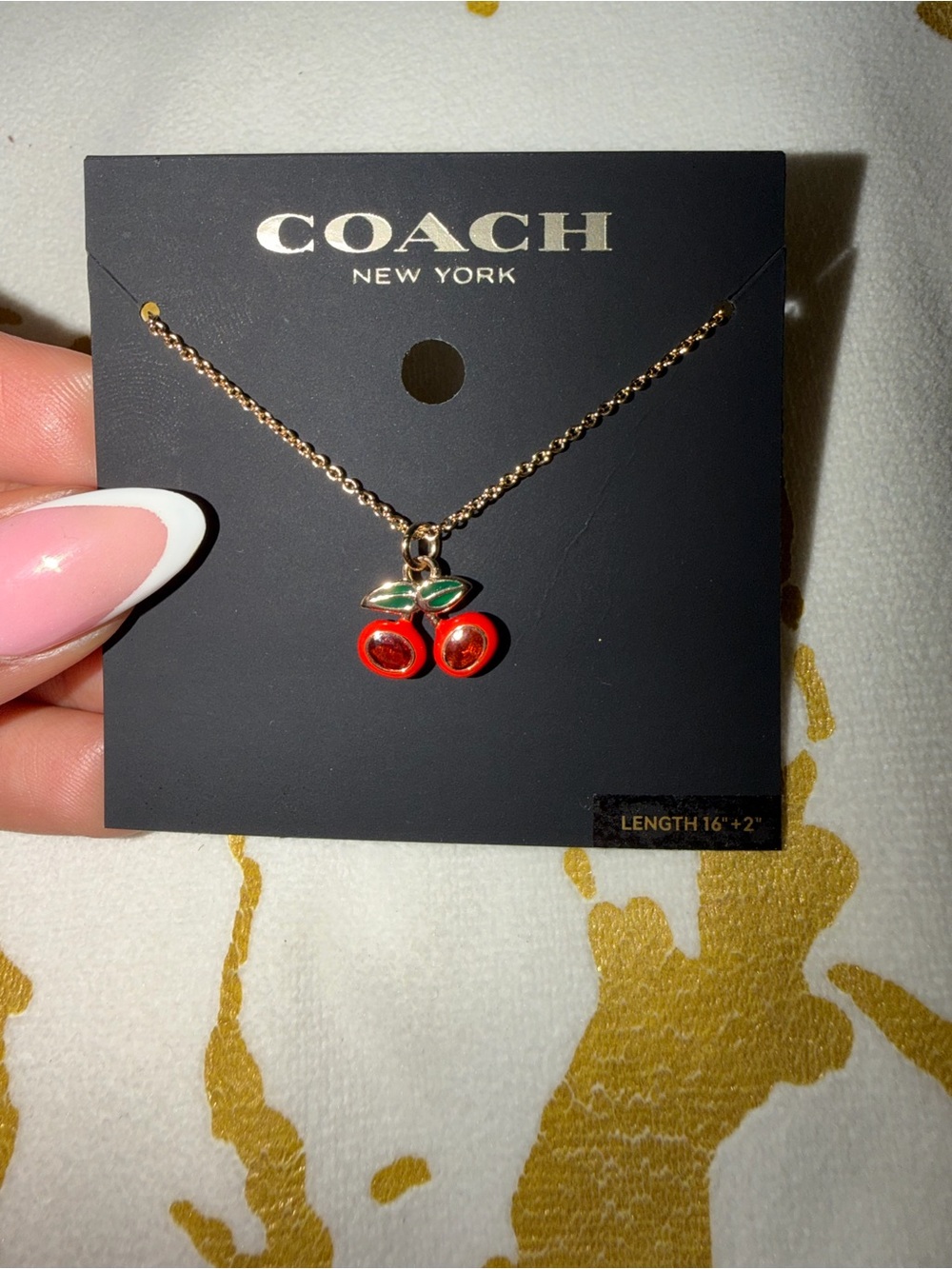 COACH Red Cherry Pendant Necklace
